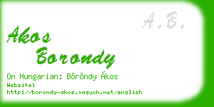 akos borondy business card